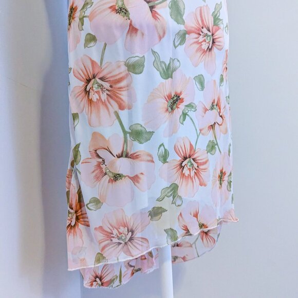 Vintage Y2K Floral Bodycon Dress Ruched Mesh Fairycore Coquette Babydoll Sz 6 - Picture 13 of 15